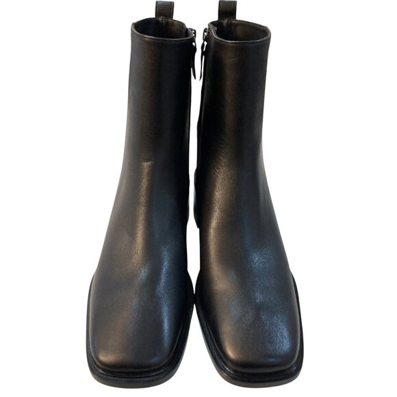 EVERLANE The City Boot Leather Side Zip Block Square Toe Ankle Size 11 Black NEW - Picture 6 of 16